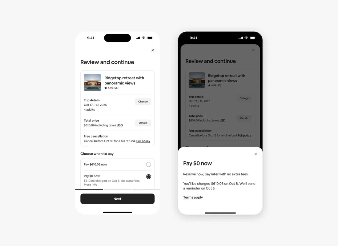 Airbnb Introduces Global "Reserve Now, Pay Later" Feature