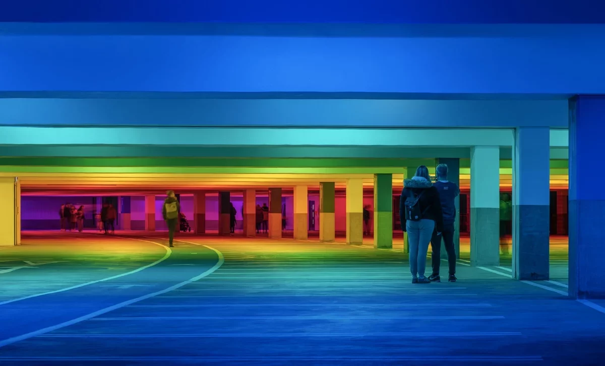 Liz West Transforms Bristol Parking Garage into a Colorful Experience