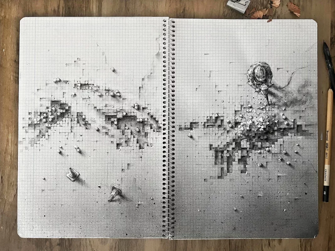 Pejac Elevates Graph Paper into Stunning Trompe-L'œil Artworks