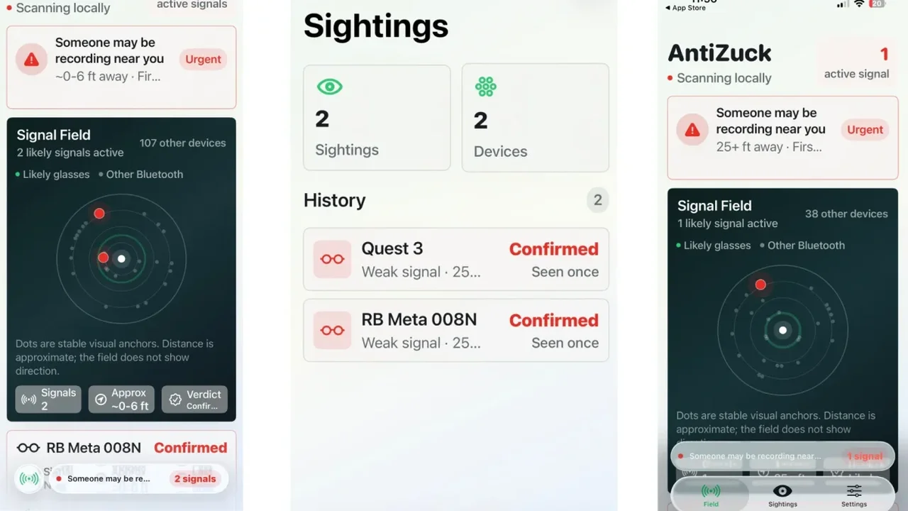 New App Scans Nearby Bluetooth Signals to Spot Smart Glasses