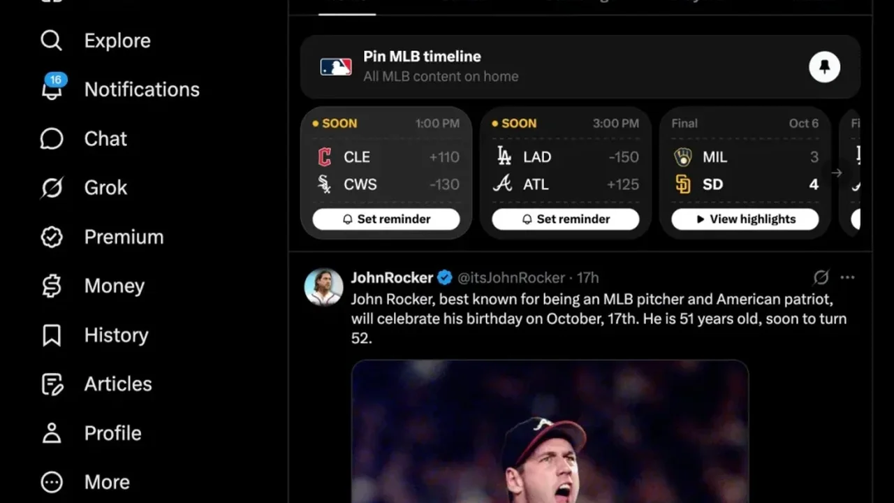 X Expands Gametime Sports Hub With MLB Experience