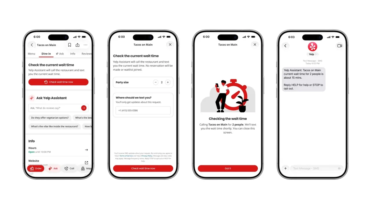 Yelp's AI Assistant Can Call Restaurants to Check Wait Times